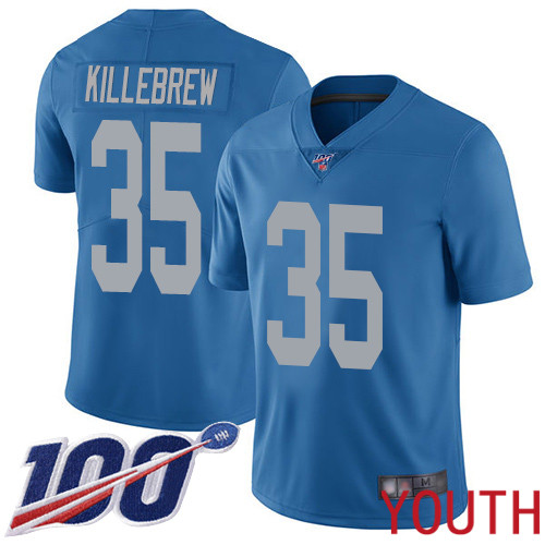 Detroit Lions Limited Blue Youth Miles Killebrew Alternate Jersey NFL Football #35 100th Season Vapor Untouchable->youth nfl jersey->Youth Jersey